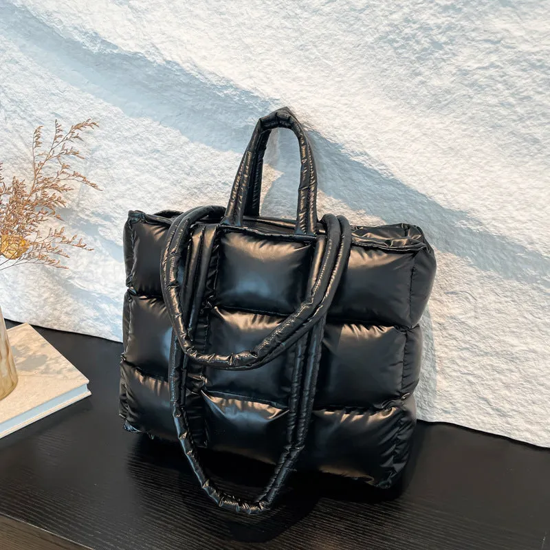 Ultra-Light Quilted Checkered Puffer Shoulder Handbag