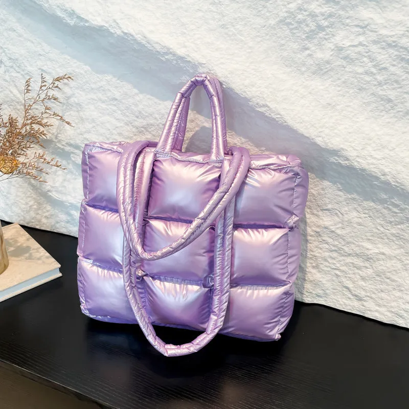 Ultra-Light Quilted Checkered Puffer Shoulder Handbag