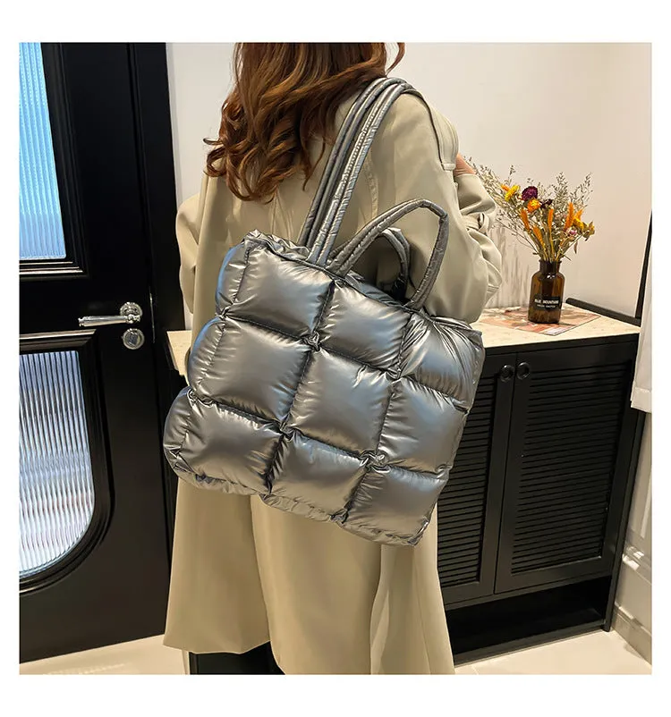 Ultra-Light Quilted Checkered Puffer Shoulder Handbag