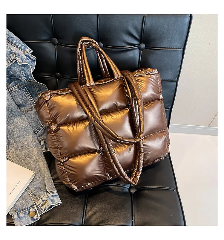 Ultra-Light Quilted Checkered Puffer Shoulder Handbag