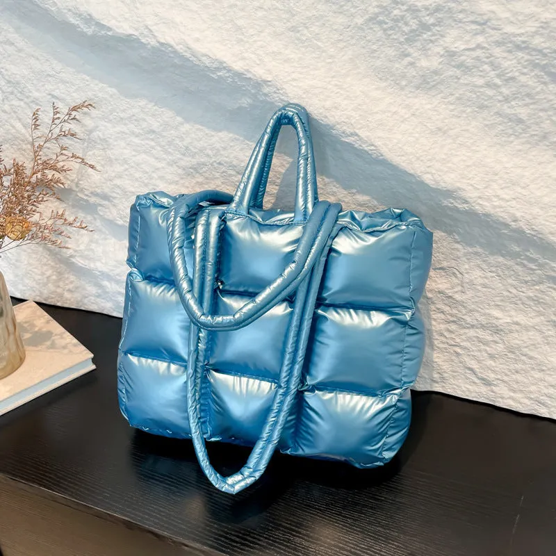 Ultra-Light Quilted Checkered Puffer Shoulder Handbag