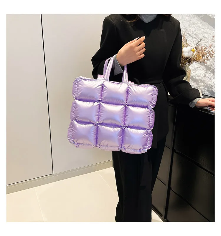 Ultra-Light Quilted Checkered Puffer Shoulder Handbag