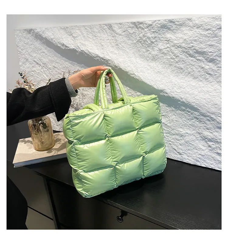 Ultra-Light Quilted Checkered Puffer Shoulder Handbag