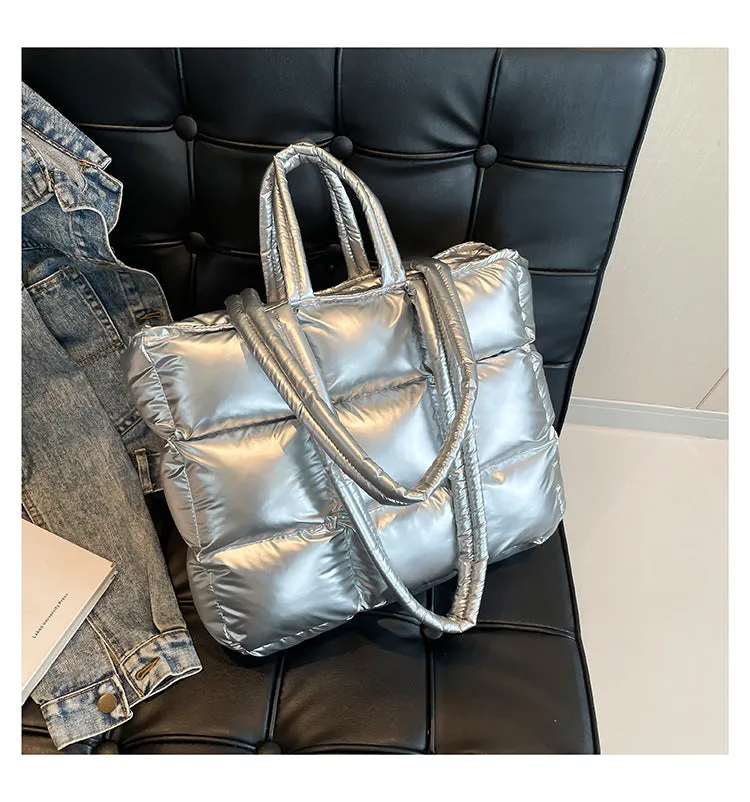 Ultra-Light Quilted Checkered Puffer Shoulder Handbag