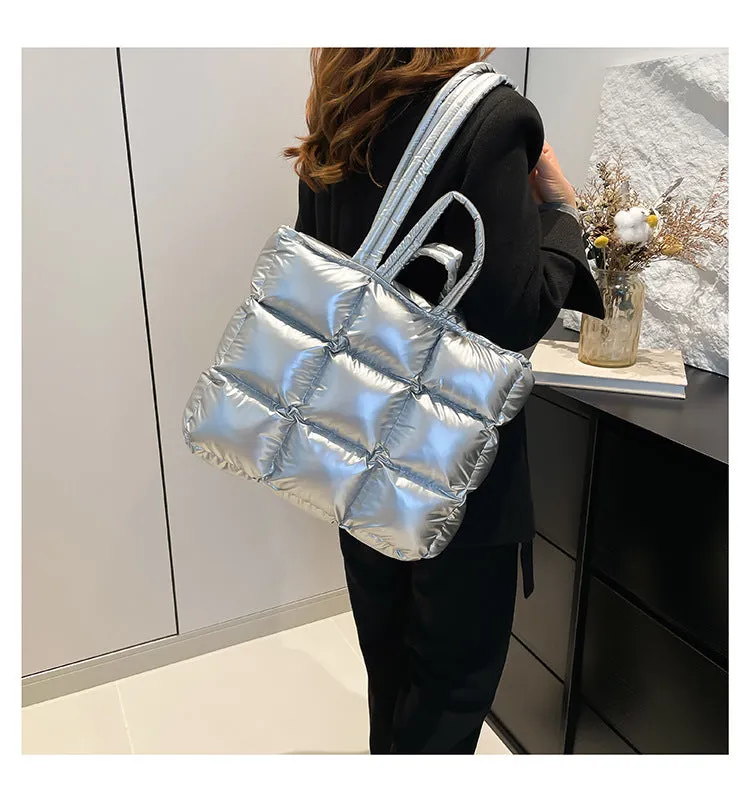 Ultra-Light Quilted Checkered Puffer Shoulder Handbag