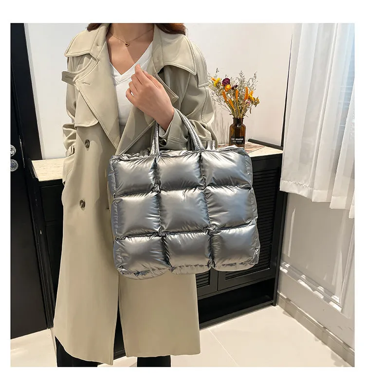 Ultra-Light Quilted Checkered Puffer Shoulder Handbag