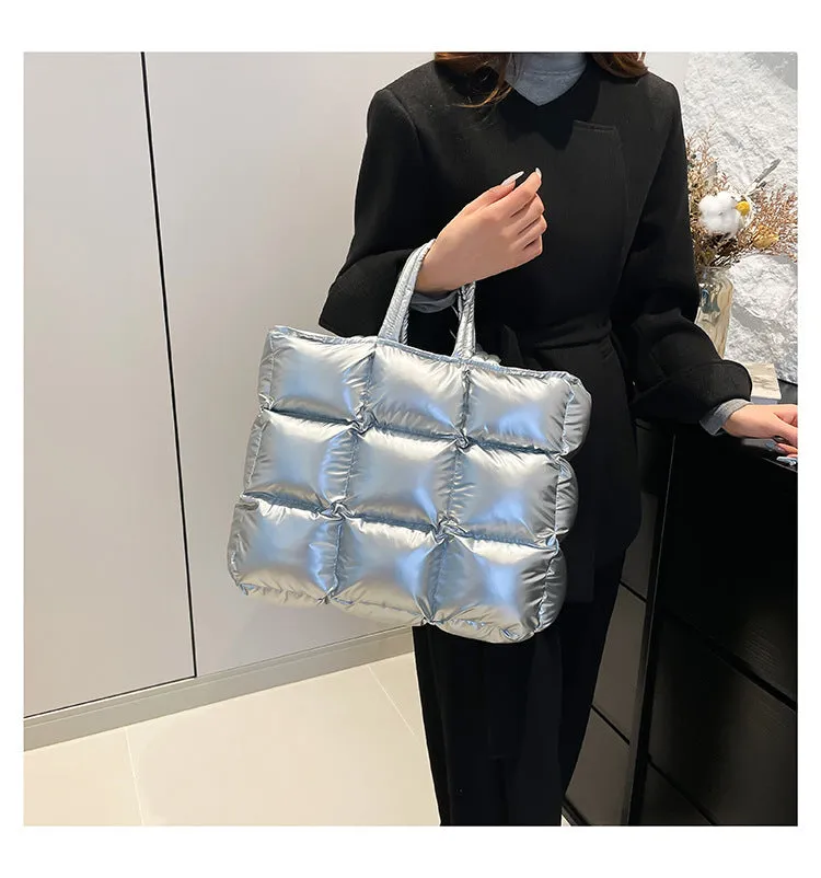 Ultra-Light Quilted Checkered Puffer Shoulder Handbag