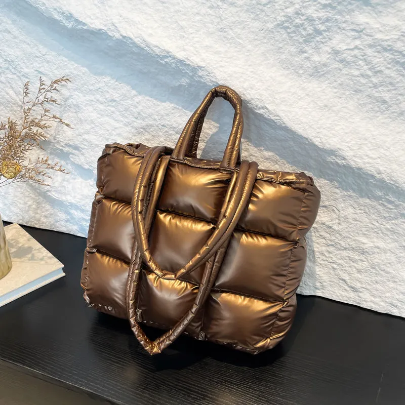 Ultra-Light Quilted Checkered Puffer Shoulder Handbag