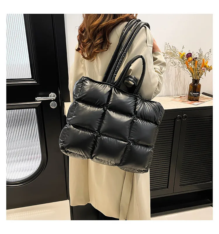 Ultra-Light Quilted Checkered Puffer Shoulder Handbag