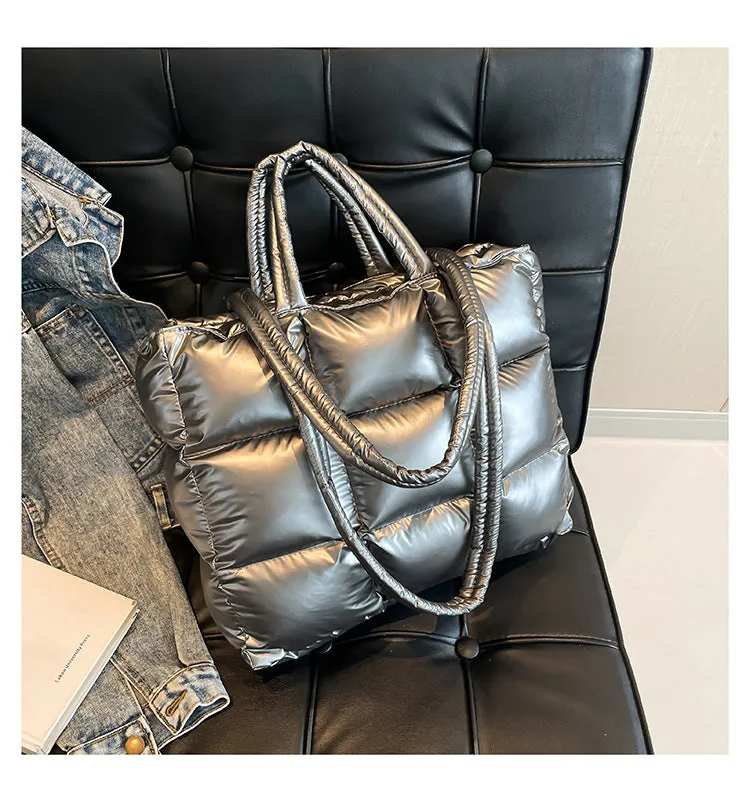 Ultra-Light Quilted Checkered Puffer Shoulder Handbag