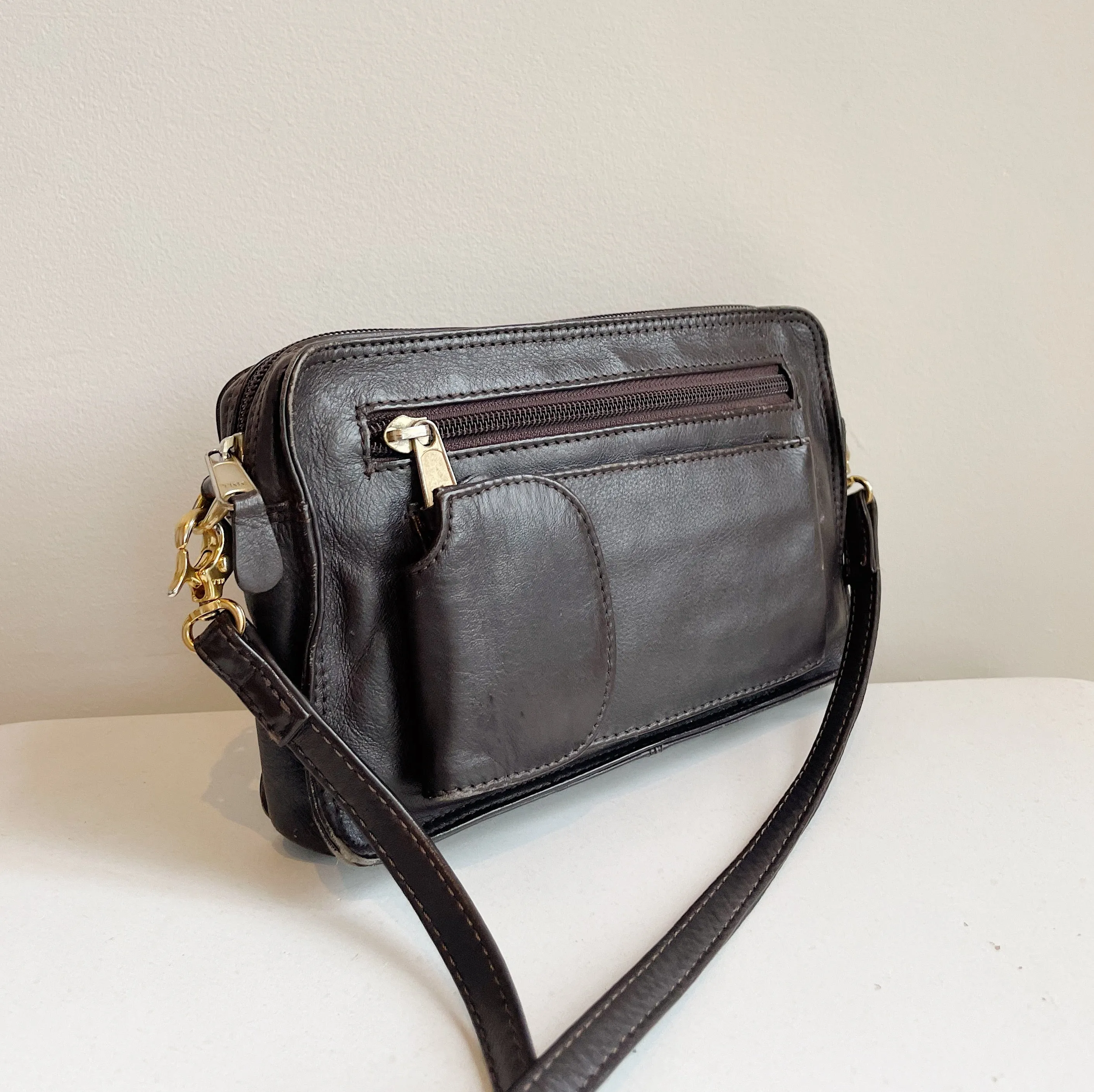 Umber Soft Leather Crossbody Bag