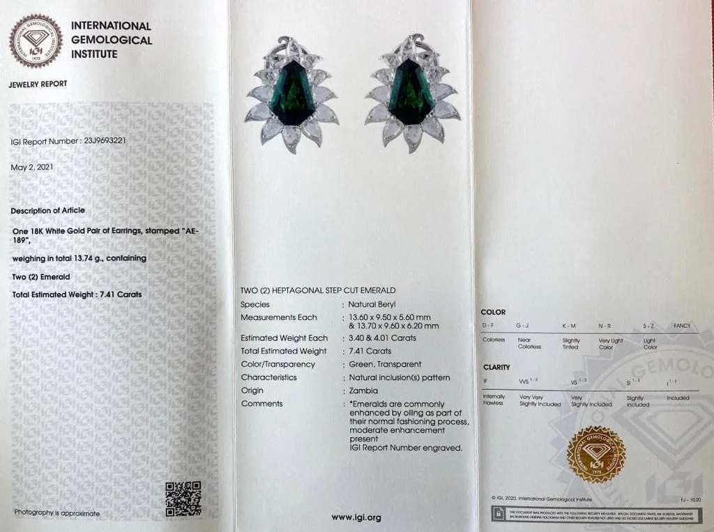 Unique Kite Shape Emerald Studs