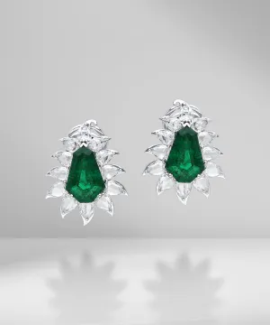 Unique Kite Shape Emerald Studs