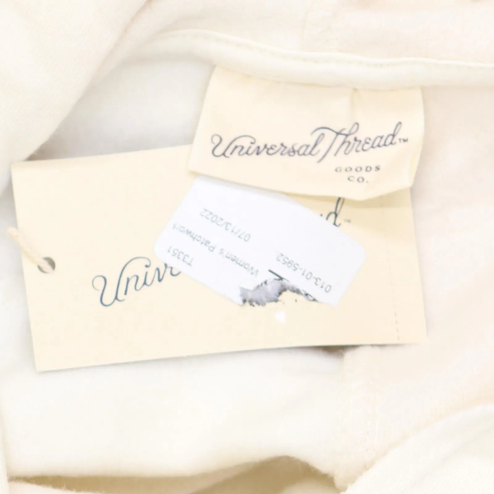Universal Thread Women's Patchwork Hooded Sweatshirt Off-White L
