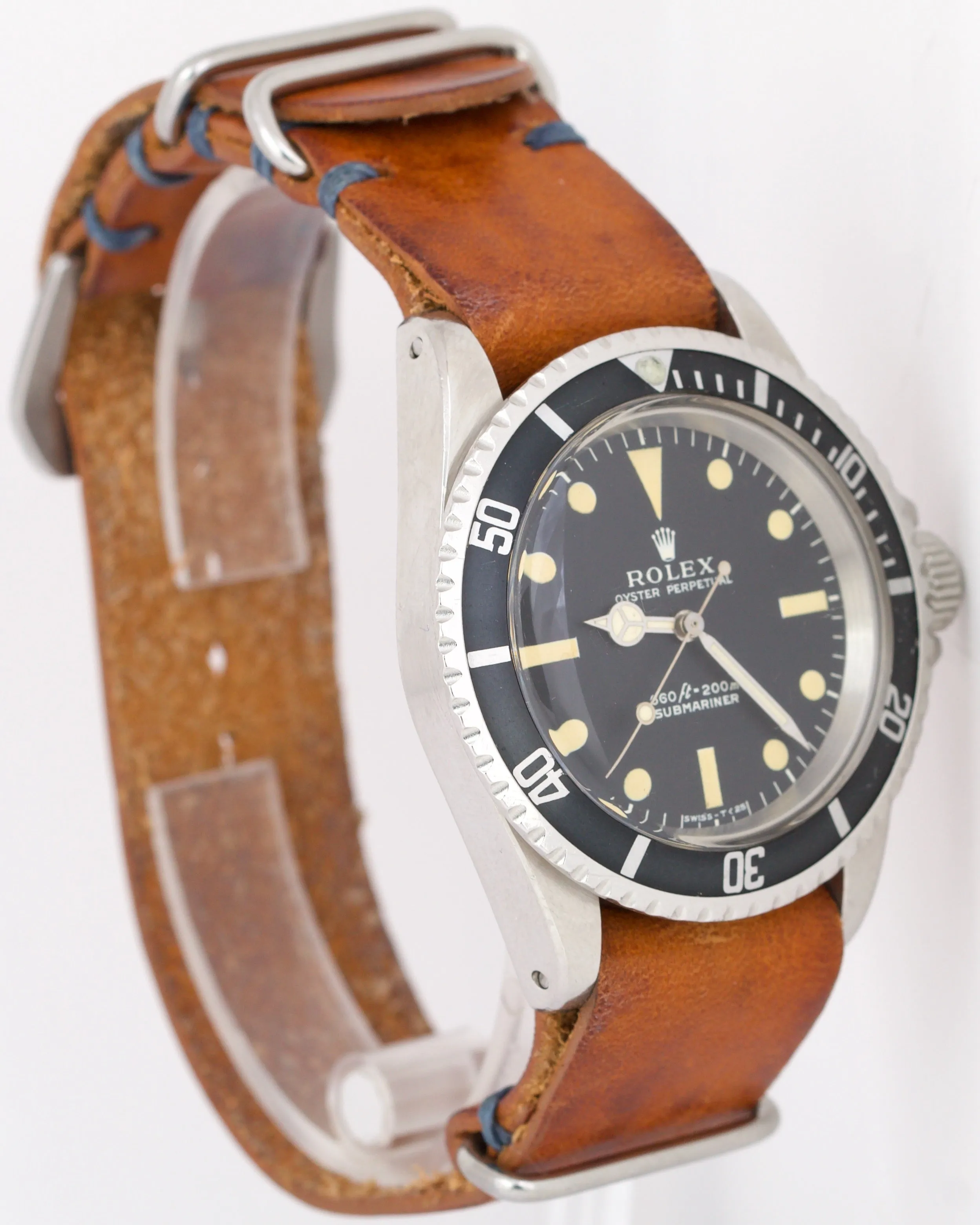 UNPOLISHED VINTAGE 1970 Rolex Submariner VIVID YELLOW PATINA Black  Watch 5513