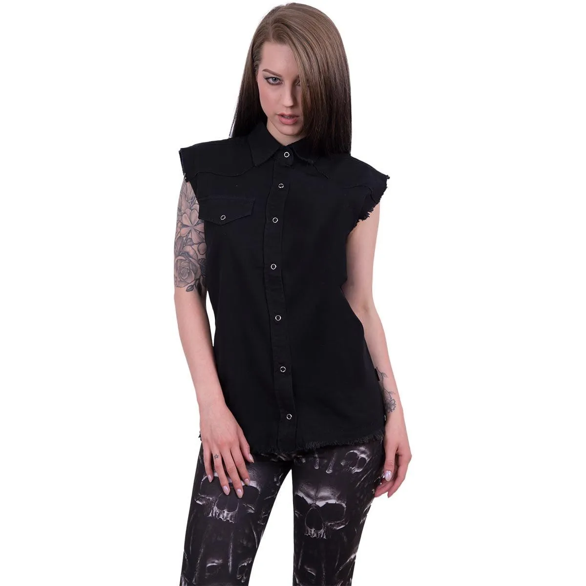 URBAN FASHION - Sleeveless Worker Shirt Black