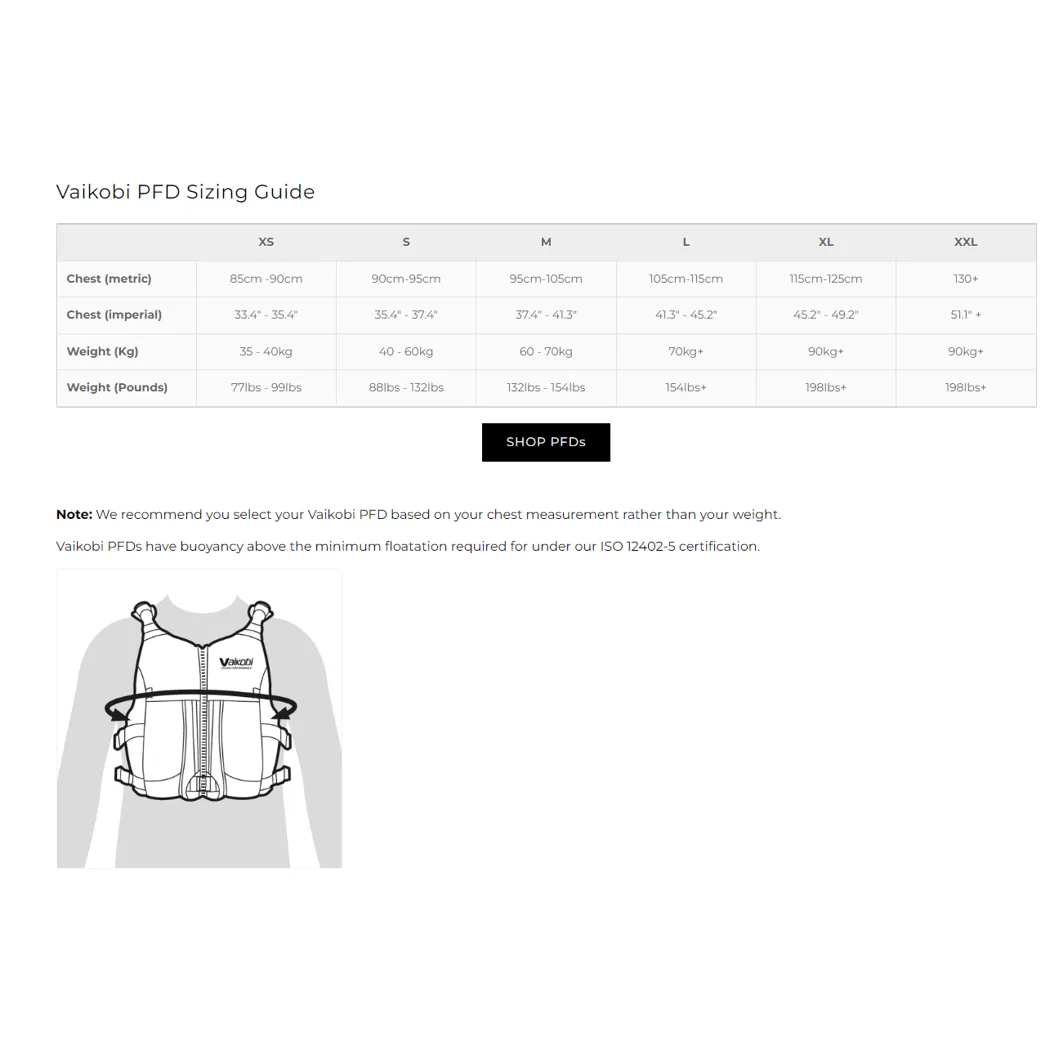 VAIKOBI VX RACE PFD LIFE JACKET - BLACK Clearance Special