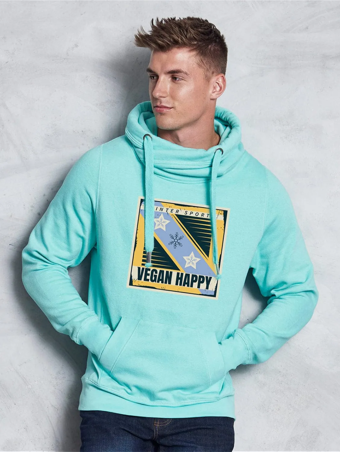 Vegan Unisex Winter Sports Cross Neck Hoodie | Multiple Colours