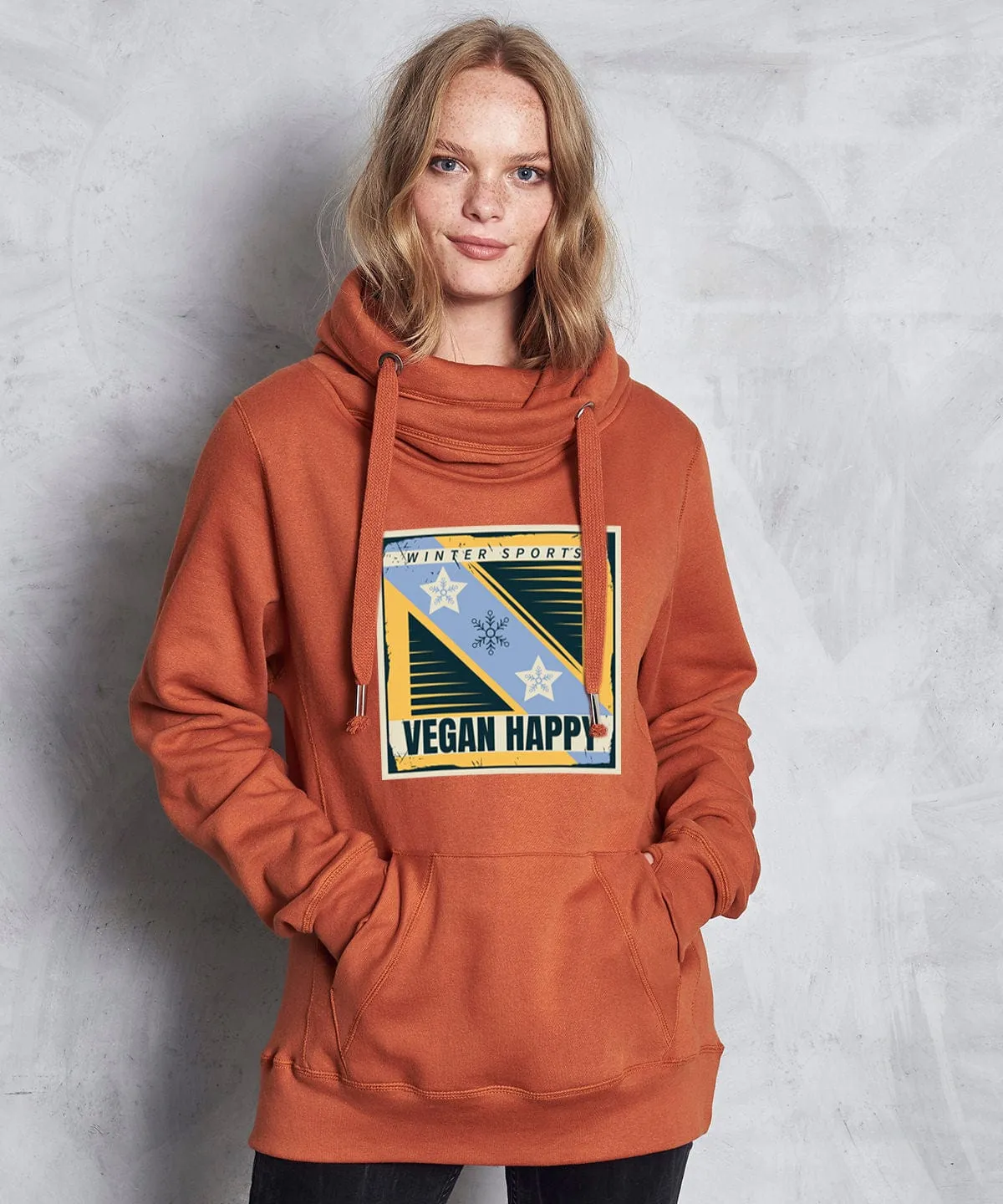 Vegan Unisex Winter Sports Cross Neck Hoodie | Multiple Colours