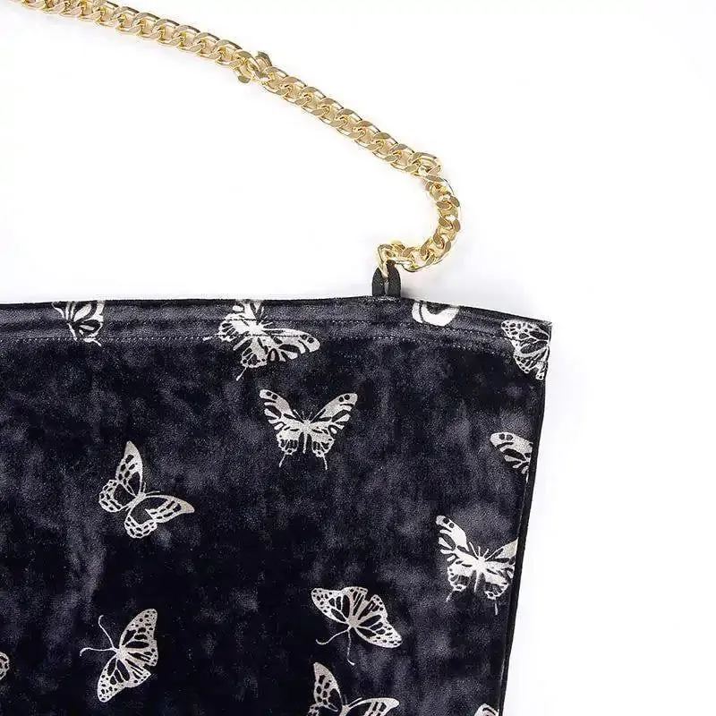 Velvet Triangle Crop Top With Adjustable Chain Strap