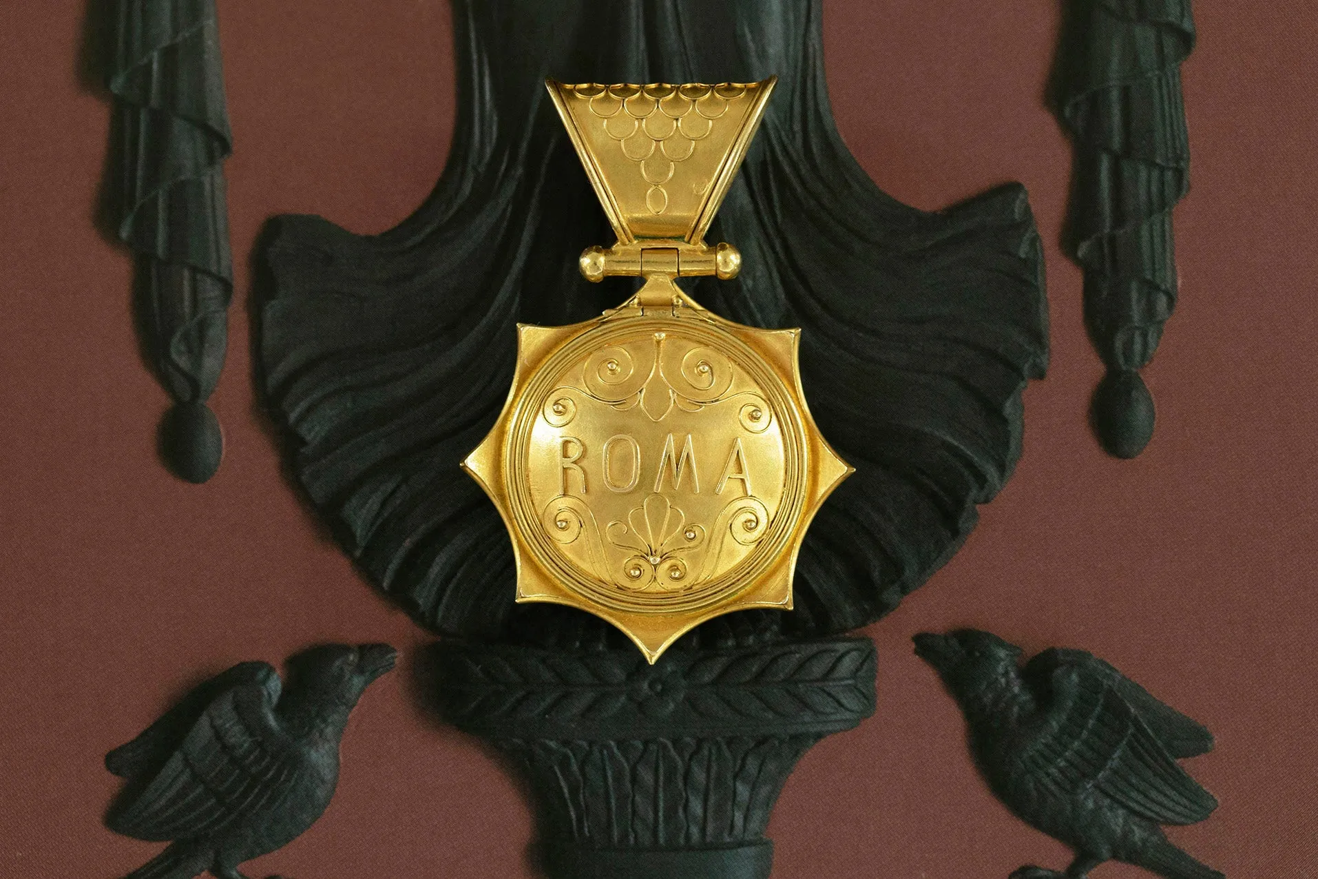 Victorian Grand Tour Souvenir Micromosaic & ROMA Locket
