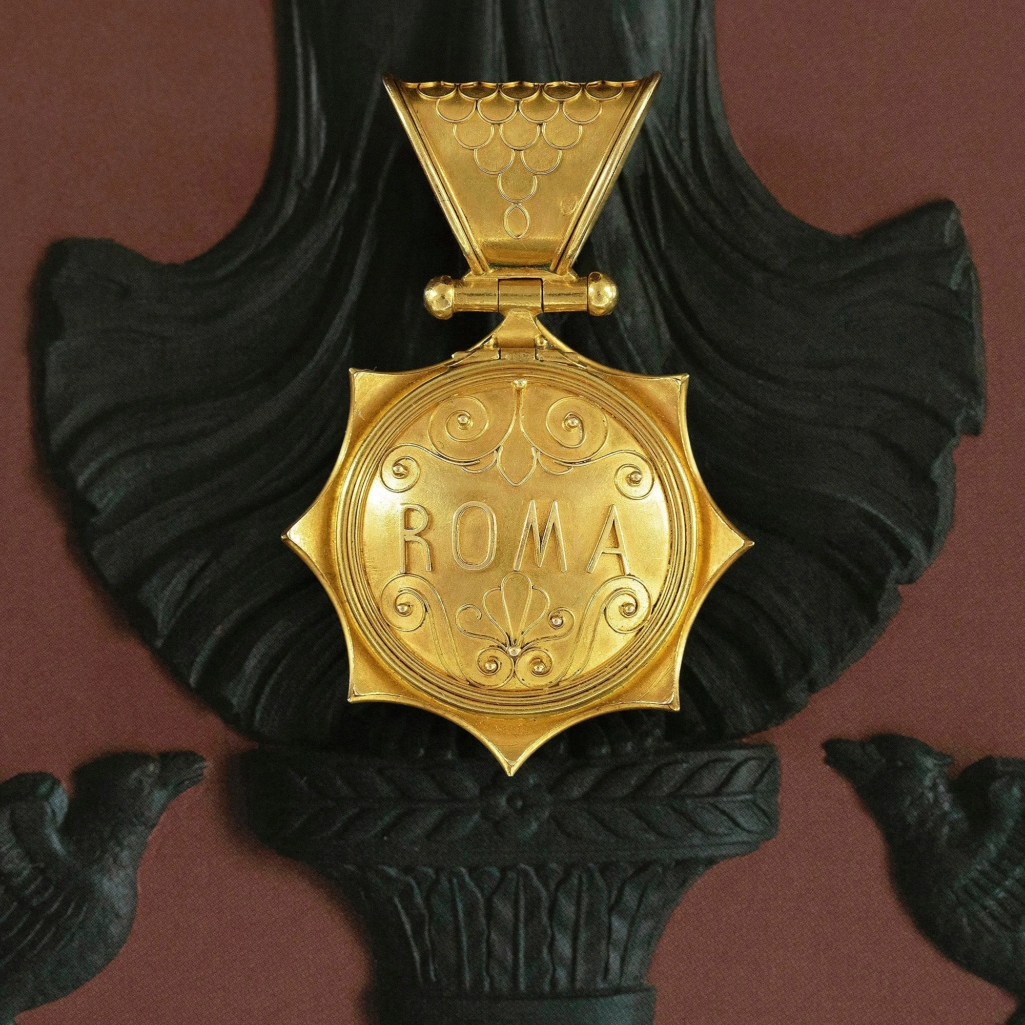 Victorian Grand Tour Souvenir Micromosaic & ROMA Locket