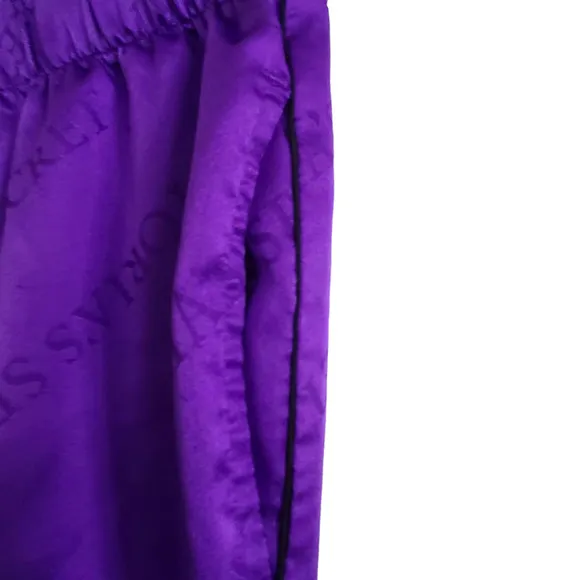 VICTORIA'S SECRET Purple Silky Charmeuse Logo Graphic 2-Piece Set Small Short