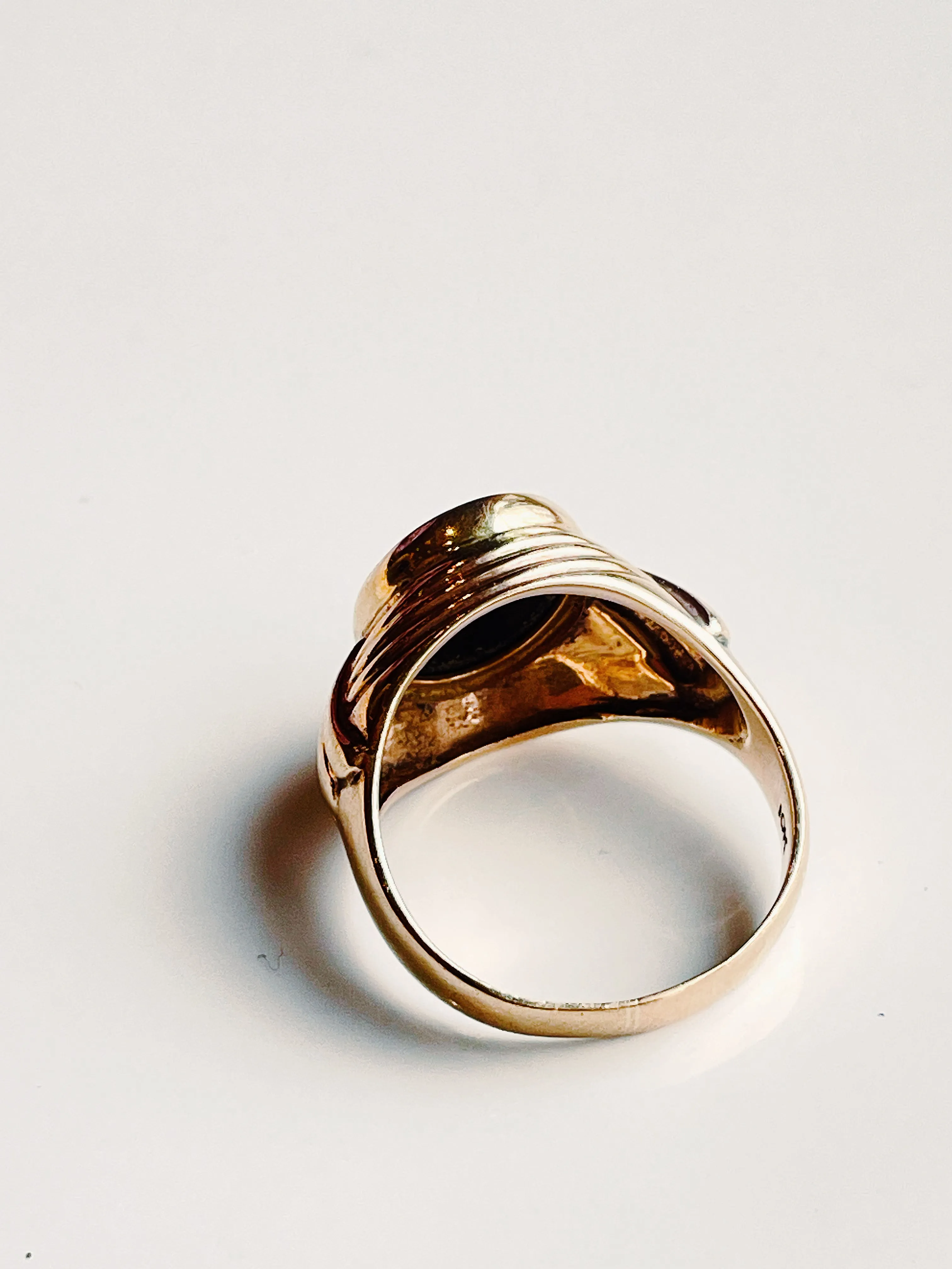Vintage 10k Yellow Gold and Black Onyx Ring for Him or Her