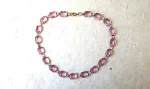Vintage 1930s Lilac Glass Necklace | Glass Rhinestone Necklace | Art Deco, Cocktail, Historical, Gatsby, Downton Abbey
