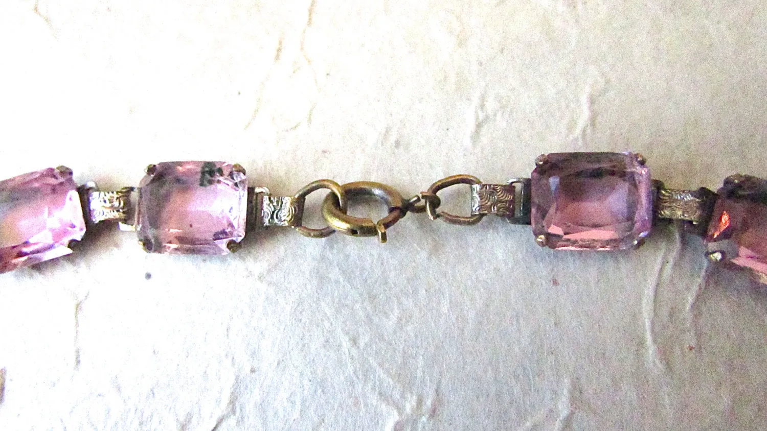 Vintage 1930s Lilac Glass Necklace | Glass Rhinestone Necklace | Art Deco, Cocktail, Historical, Gatsby, Downton Abbey