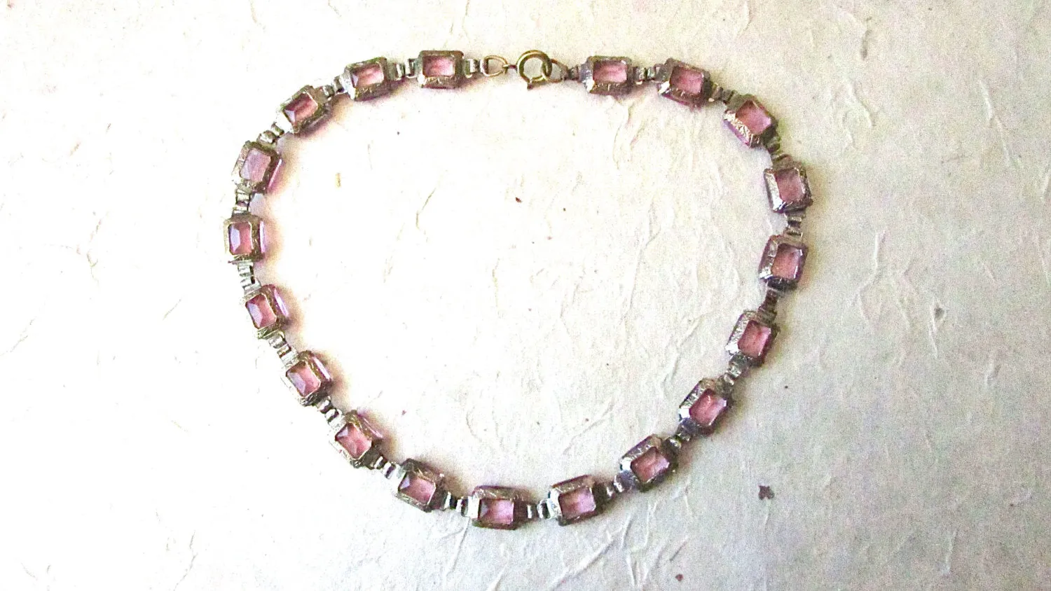 Vintage 1930s Lilac Glass Necklace | Glass Rhinestone Necklace | Art Deco, Cocktail, Historical, Gatsby, Downton Abbey