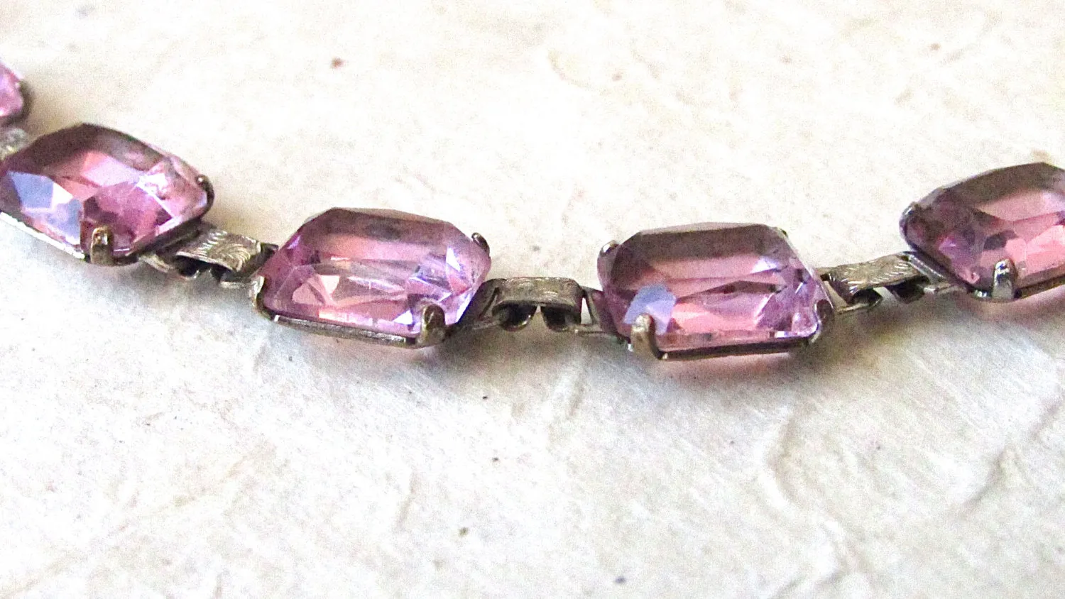 Vintage 1930s Lilac Glass Necklace | Glass Rhinestone Necklace | Art Deco, Cocktail, Historical, Gatsby, Downton Abbey