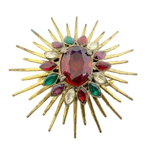 Vintage 1940s Spray Brooch with Royal Colored Crystals