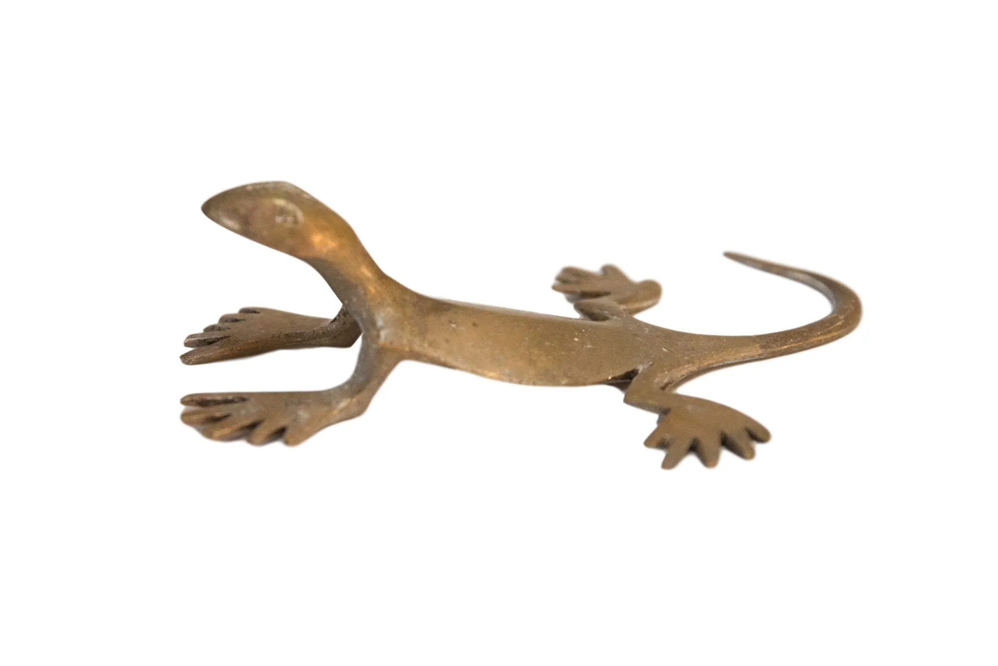 Vintage African Bronze Gold Patina Gecko