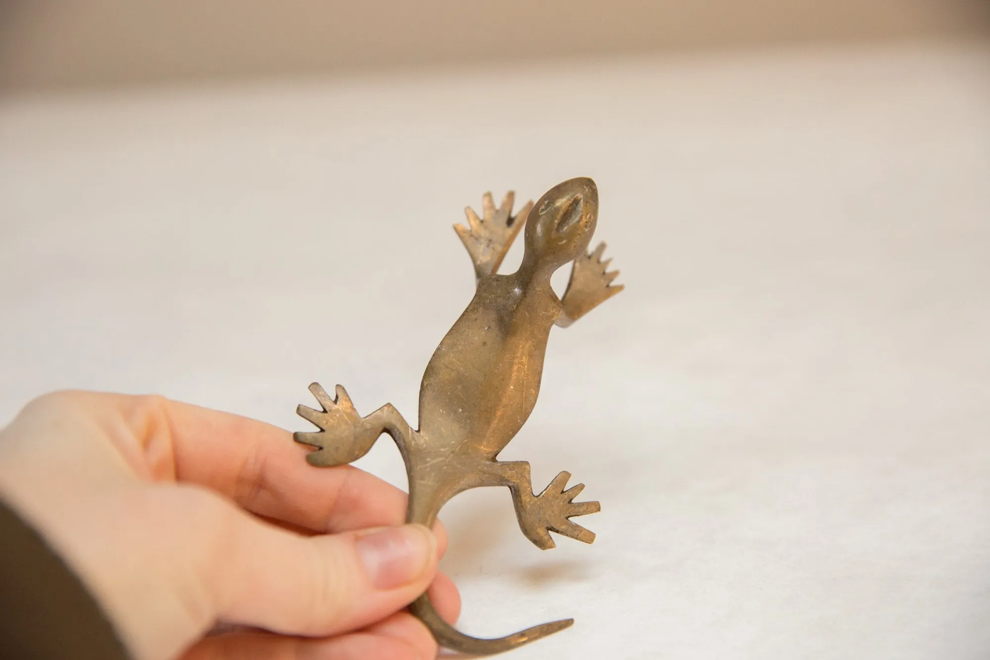 Vintage African Bronze Gold Patina Gecko