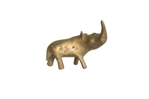 Vintage African Bronze Rhino with Golden Patina
