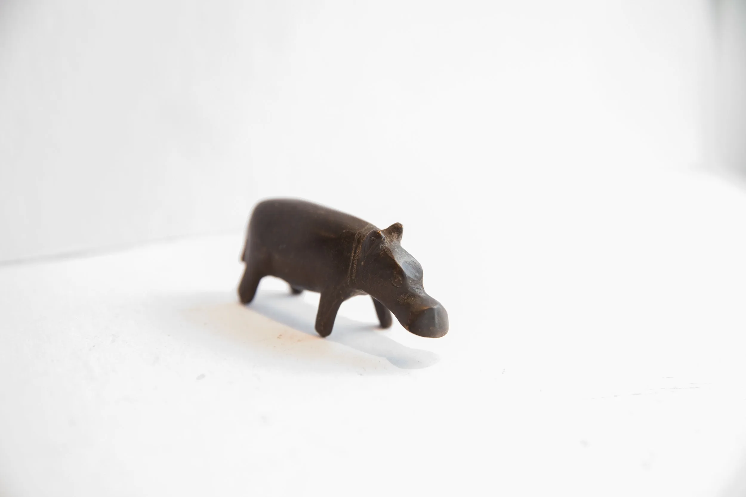 Vintage African Dark Patina Hippo Figurine