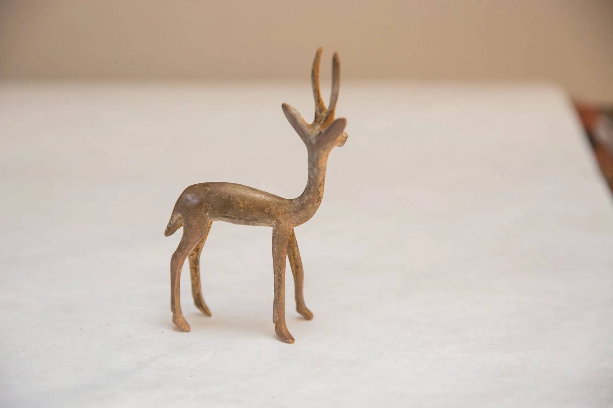 Vintage African Golden Patina Mixed Metal Gazelle