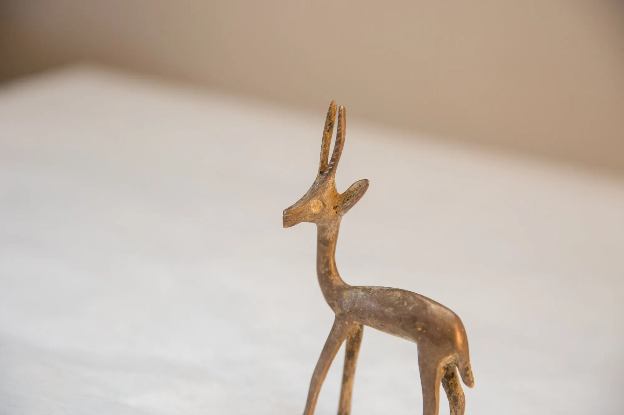 Vintage African Golden Patina Mixed Metal Gazelle