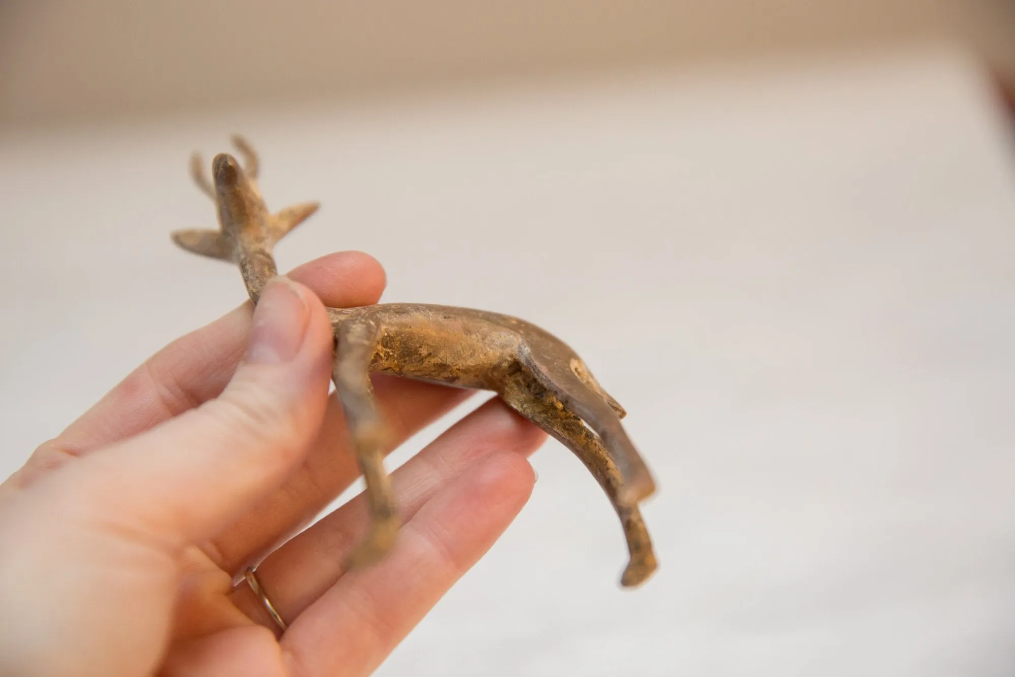 Vintage African Golden Patina Mixed Metal Gazelle