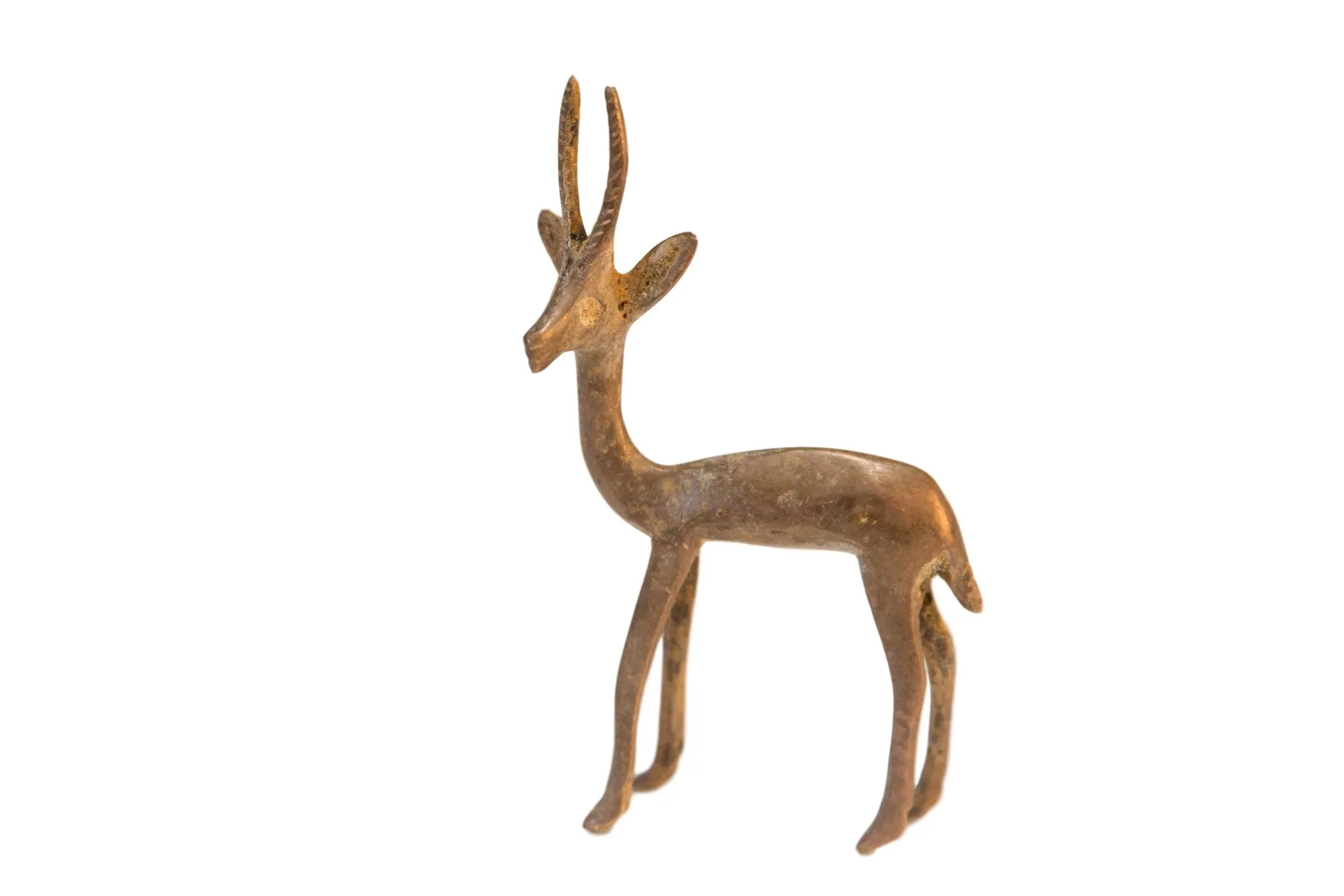 Vintage African Golden Patina Mixed Metal Gazelle