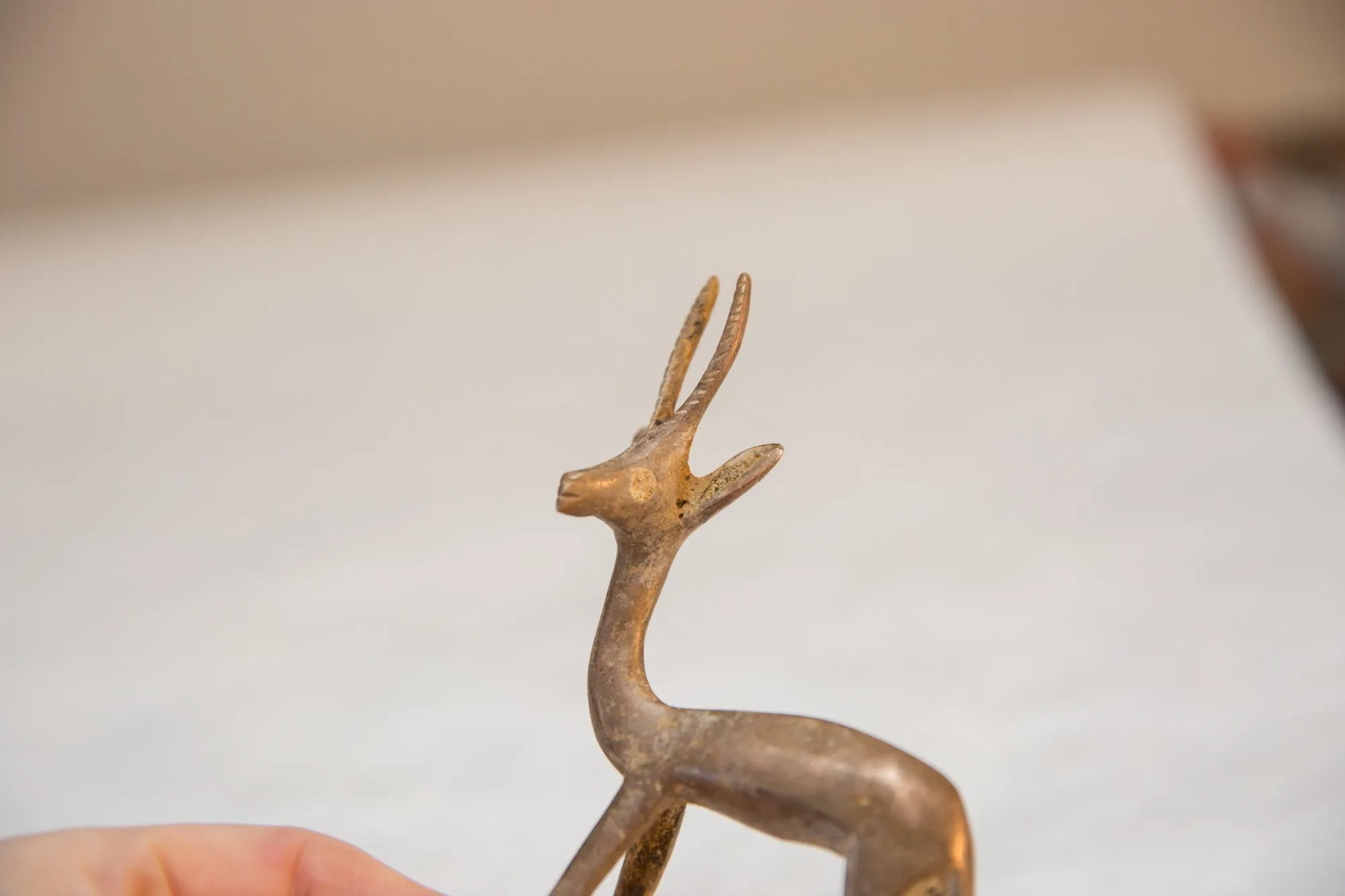 Vintage African Golden Patina Mixed Metal Gazelle