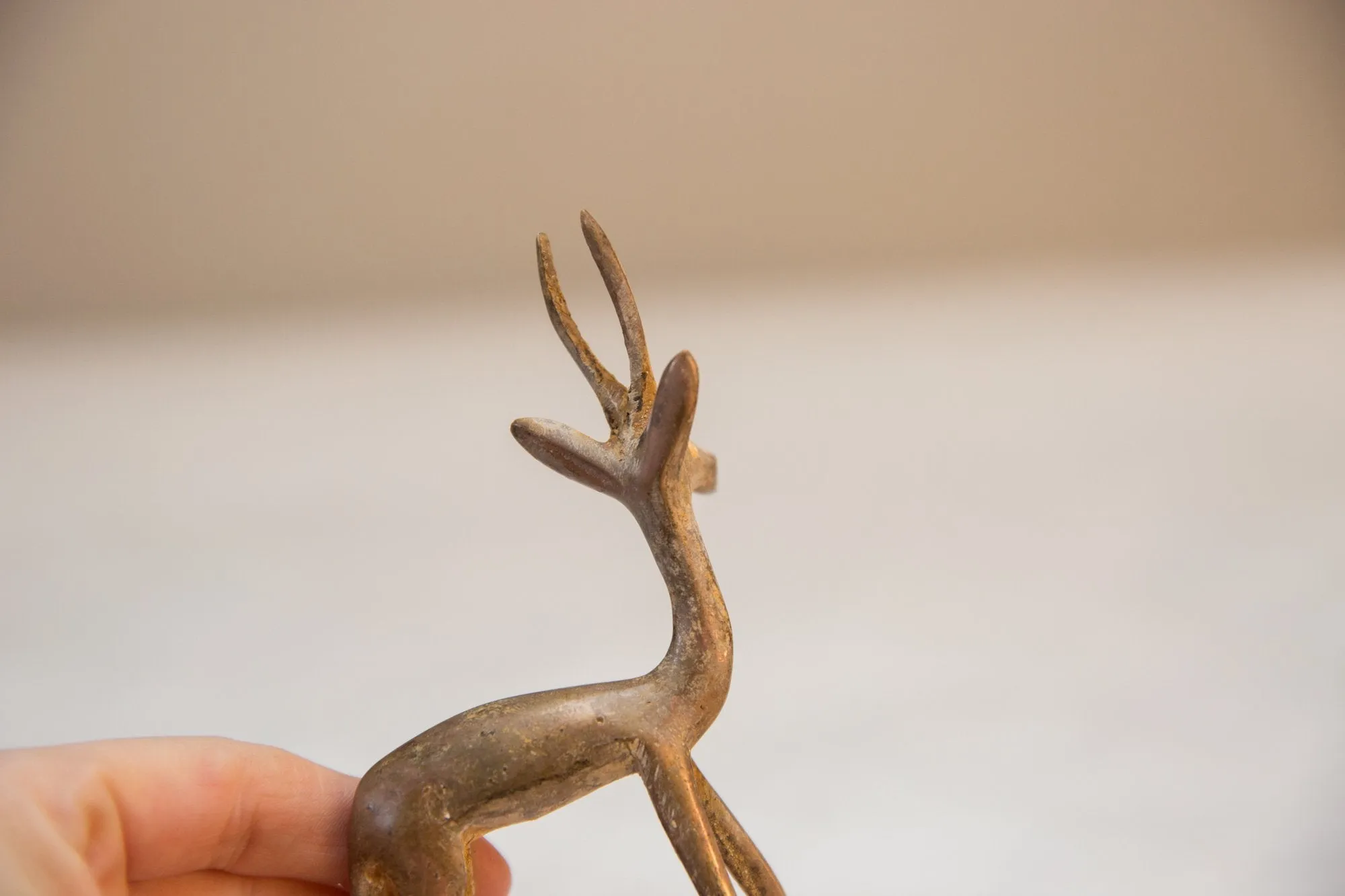 Vintage African Golden Patina Mixed Metal Gazelle