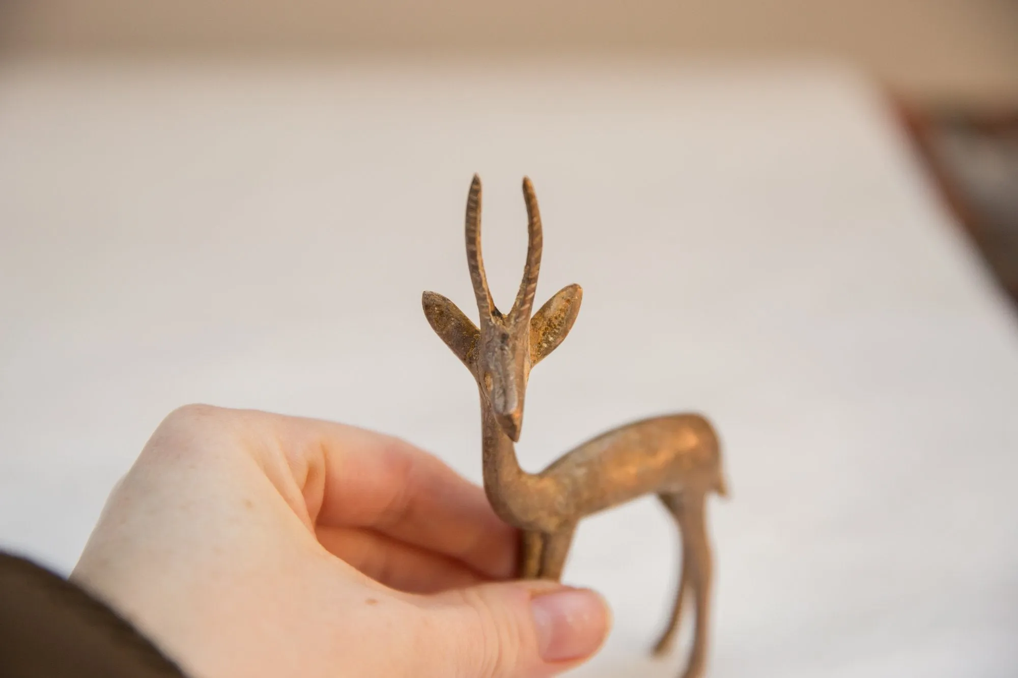 Vintage African Golden Patina Mixed Metal Gazelle