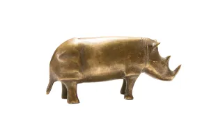 Vintage African Large Golden Patina Bronze Rhino