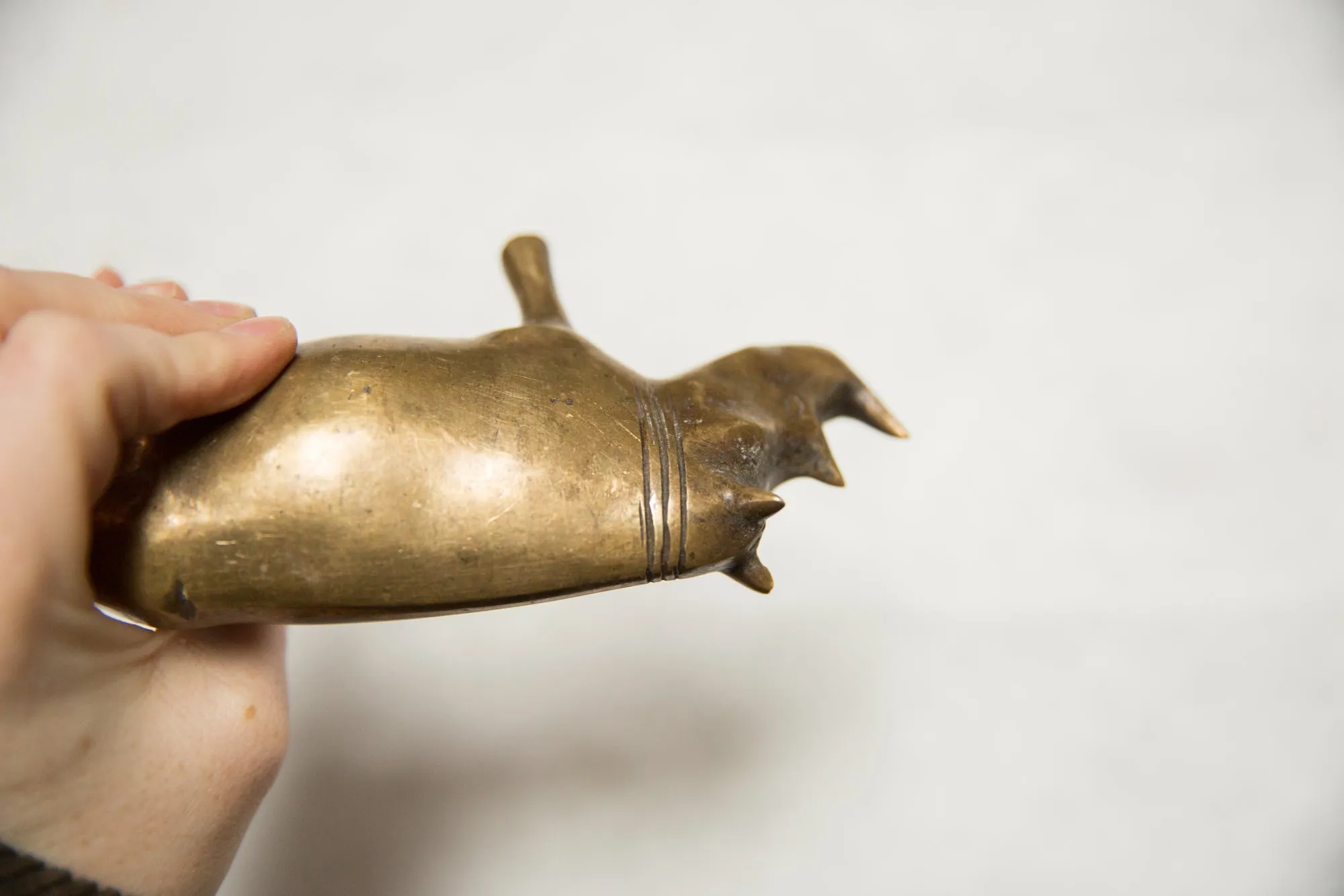 Vintage African Large Golden Patina Bronze Rhino