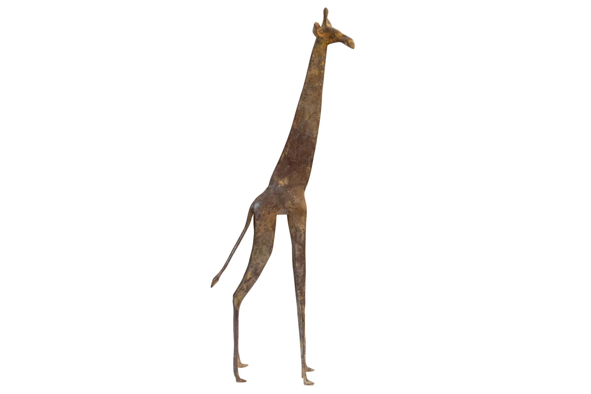 Vintage African Large Light Patina Bronze Giraffe