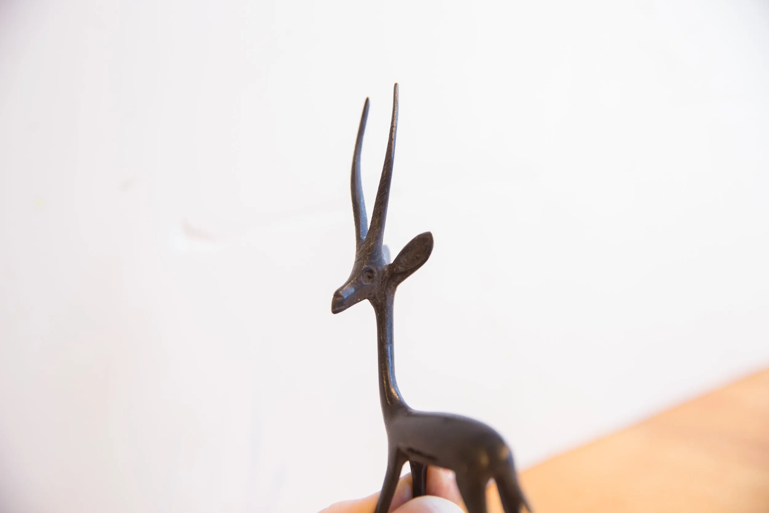 Vintage African Left Facing Gazelle with Dark Patina