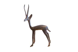 Vintage African Left Facing Gazelle with Dark Patina