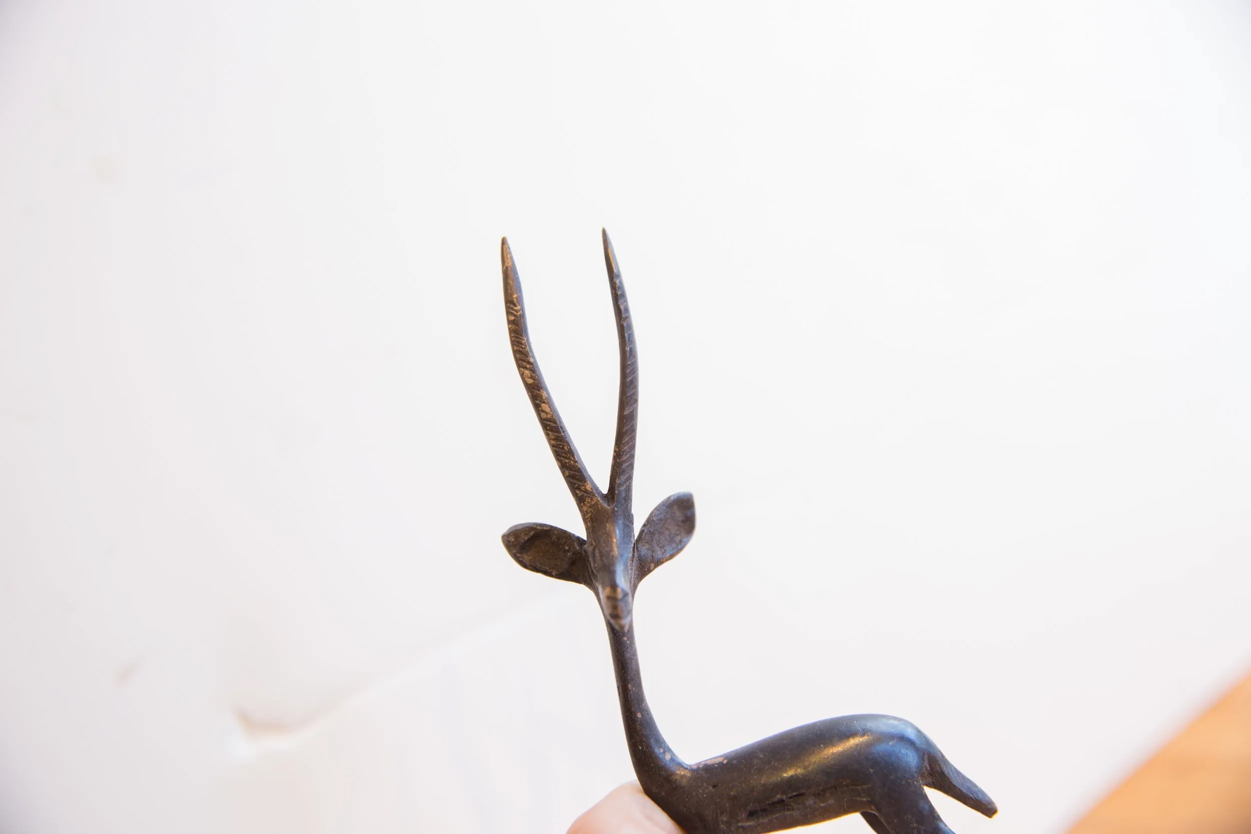 Vintage African Left Facing Gazelle with Dark Patina